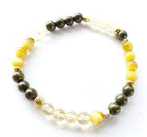 Pyrite et Citrine et Oeil de Tigre