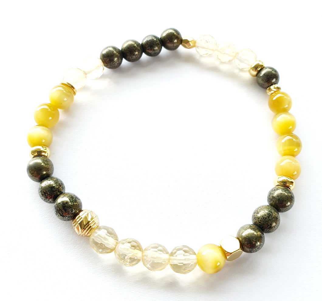 Pyrite et Citrine et Oeil de Tigre