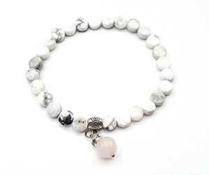 Howlite et quartz rose